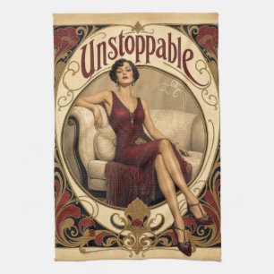 Linge De Cuisine Femme Posée Inarrêtable dans le Style Art Nouveau