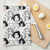 Linge De Cuisine Femmes avec le motif de rouge à lèvres (Quart Plié)