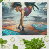 Linge De Cuisine Femmes en action de Breakdancer Silhouette de New  (Plié)