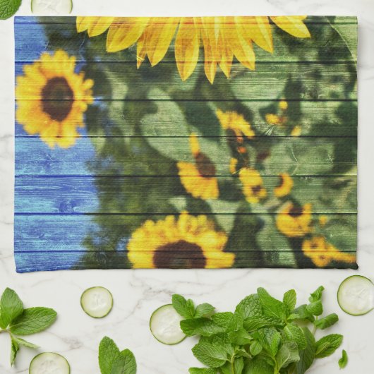 Linge De Cuisine Fence painted de Sunflowers (Plié)