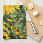 Linge De Cuisine Fence painted de Sunflowers (Quart Plié)