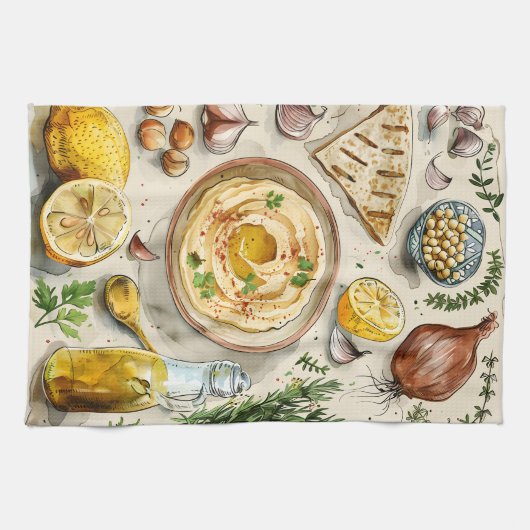 Linge De Cuisine Ferme à table Recette de houmous : Aliments biolog (Horizontal)