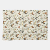 Linge De Cuisine Ferme des poules de coq beige rétro (Horizontal)