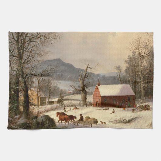 Linge De Cuisine Ferme d'hiver vintage (Horizontal)