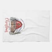 Linge De Cuisine Ferme Noël Rouge Grange Noël (Horizontal)