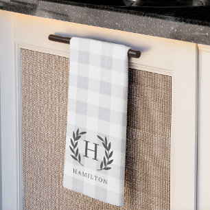 Linge De Cuisine Ferme Plaid Laurel Monogramme & Nom