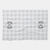 Linge De Cuisine Ferme Plaid Laurel Monogramme & Nom (Horizontal)