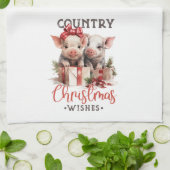 Linge De Cuisine Ferme Porcs mignons Pays Noël (Plié)