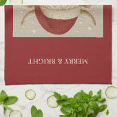 Linge De Cuisine Ferme rustique Highland Cow avec Santa Hat (Plié)