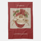 Linge De Cuisine Ferme rustique Highland Cow avec Santa Hat (Vertical)