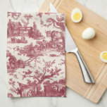 Linge De Cuisine Ferme vintage Russe Français Toile-Rouge & Tan<br><div class="desc">Ce motif de toile de jouy vintage restauré datant d'environ 1780 présente des scènes de la vie agricole rustique joyeuse comprenant des animaux,  des ruines antiques,  des cottages et des paysans engagés dans le travail et de jouer dans le rouge et bronzage de bordeaux.</div>