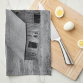 Linge De Cuisine Fermes | BW American Flag Barn Scene (Quart Plié)