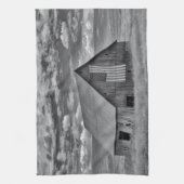 Linge De Cuisine Fermes | BW American Flag Barn Scene (Vertical)