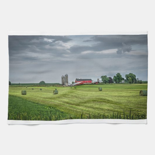 Linge De Cuisine Fermes | Red Barn & Silo au printemps (Horizontal)