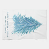 Linge De Cuisine Festif Bleu Arbre de Noël Aquarelle Vacances (Horizontal)