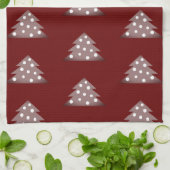 Linge De Cuisine Festif Bourgogne Noël Arbre Motif vacances (Plié)