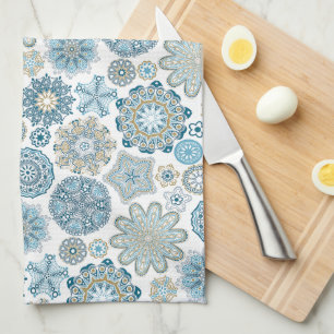 Linge De Cuisine Festif Chic Floral Mandala Flakes Motif