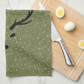 Linge De Cuisine Festif Noël rennes neige chute verte vacances (Quart Plié)