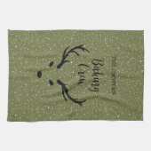 Linge De Cuisine Festif Noël rennes neige chute verte vacances (Horizontal)