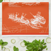 Linge De Cuisine Festif Orange Santa Claus moderne (Plié)