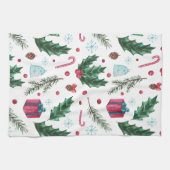 Linge De Cuisine Festif Rétro Noël Mistletoe Motif (Horizontal)