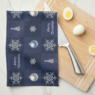Linge De Cuisine Festif Snowflakes, ornements et arbres de Noël