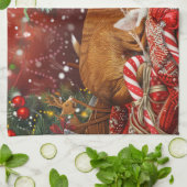 Linge De Cuisine Festival de Noël de Chien Basenji (Plié)