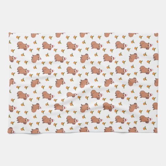 Linge De Cuisine Festive Capybara Noël de vacances (Horizontal)