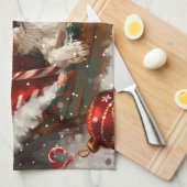 Linge De Cuisine Festive de Noël de chien de Rat Terrier (Quart Plié)