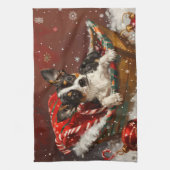Linge De Cuisine Festive de Noël de chien de Rat Terrier (Vertical)