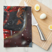 Linge De Cuisine Festive de Noël de chien Doberman (Quart Plié)