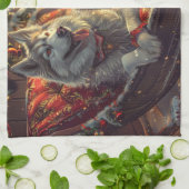 Linge De Cuisine Festive de Noël de chien laphund finlandais (Plié)