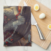 Linge De Cuisine Festive de Noël de chien laphund finlandais (Quart Plié)