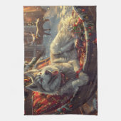 Linge De Cuisine Festive de Noël de chien laphund finlandais (Vertical)