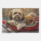 Linge De Cuisine Festive de Noël de chien Lhasa Apso (Horizontal)