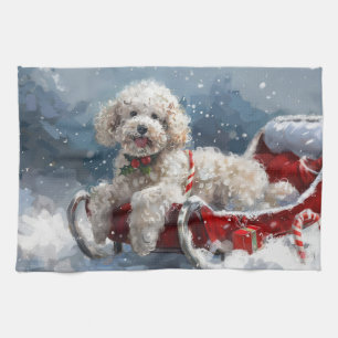 Linge De Cuisine Festive de Noël du chien de caniche