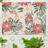 Linge De Cuisine Festive et moderne Botanique Poinsettia Noël (Plié)