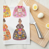 Linge De Cuisine Festive Folk Art Ladies (Quart Plié)