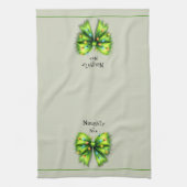 Linge De Cuisine Festive Green Furry Bow-Lights Naughty ou Nice (Vertical)