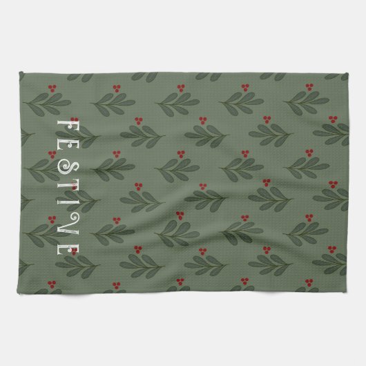 Linge De Cuisine Festive Mistletoe -  (Horizontal)