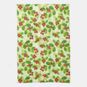 Linge De Cuisine Festive Motif de fruits de canneberge, vert (Vertical)