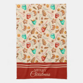 Linge De Cuisine Festive Noël pain d'épices Cookies et cacao (Vertical)