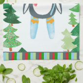 Linge De Cuisine Festive Pingouin Ski Design de Noël (Plié)