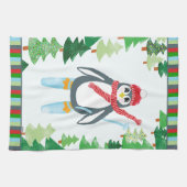 Linge De Cuisine Festive Pingouin Ski Design de Noël (Horizontal)