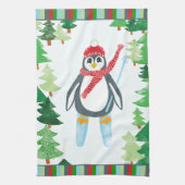 Linge De Cuisine Festive Pingouin Ski Design de Noël (Vertical)
