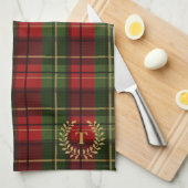 Linge De Cuisine Festive Red And Green Tartan With Custom Monogram (Quart Plié)