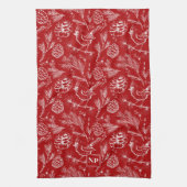 Linge De Cuisine Festive Red Cardinal Bird, pin et baies d'hiver (Vertical)