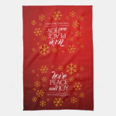 Linge De Cuisine Festive Red Love, Peace and Joy with Snowflakes (Vertical)