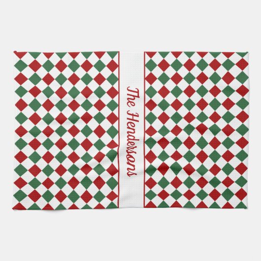 Linge De Cuisine Festive Rouge Vert Checked Noël (Horizontal)