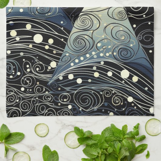 Linge De Cuisine Festive Twilight Christmas Trees (Plié)